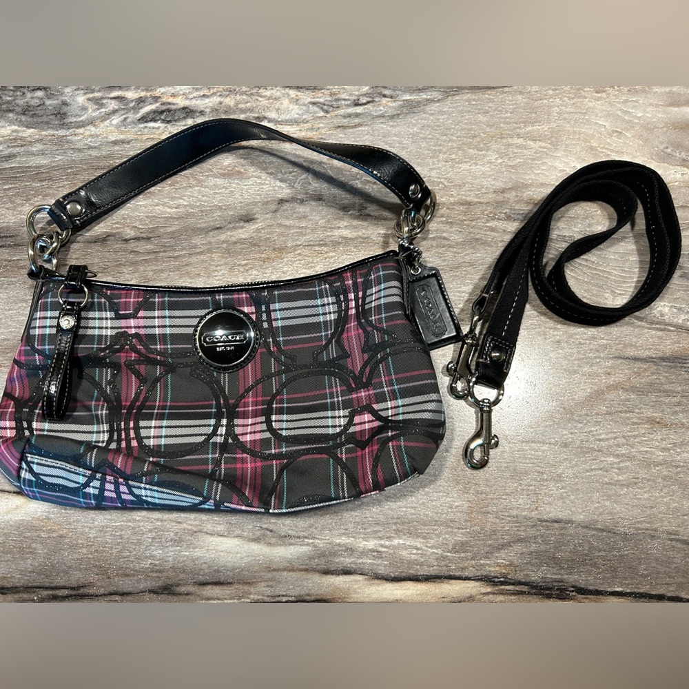 Coach Black and Pink Tartan Plaid Shoulder Bag - Picture 2 of 5